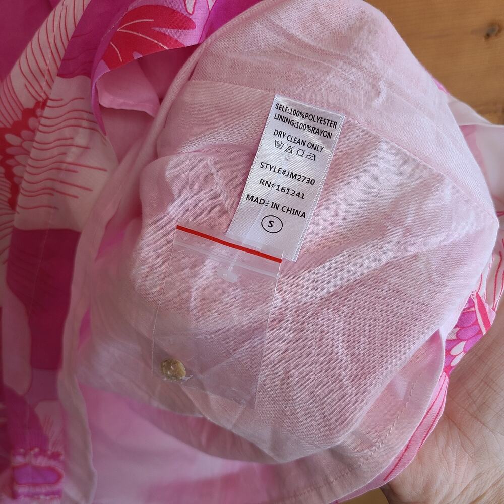 J. Marie Maisie Dress V-Neck Sorority S NWOT Pink Floral Preppy Puff Sleeve - Picture 5 of 5